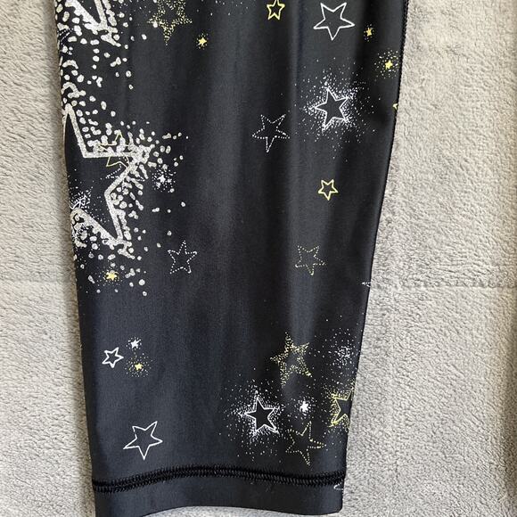 Victoria Secret Sport Leggings Size Large Black 7/8's Length Gold Silver Stars - Picture 4 of 11